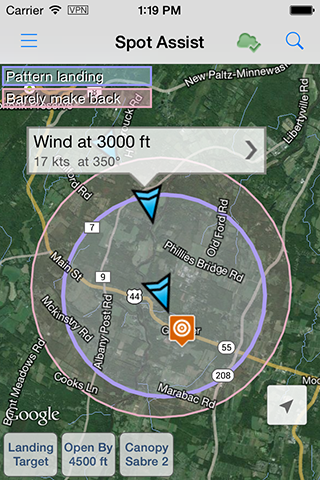 Spot Assist Windaloft On A Map With Canopy Range